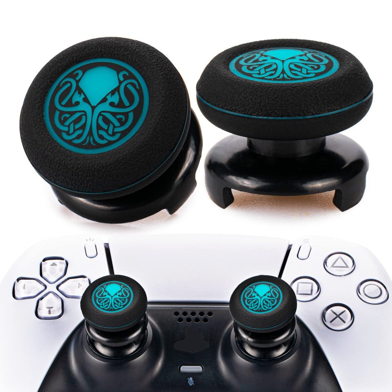 Playrealm FPS Thumbstick Extender & Printing Rubber Silicone Grip Cover 2 Sets for PS5 Dualsenese & PS4 Controller (Cthulhu Abyss Blue) - Image 1